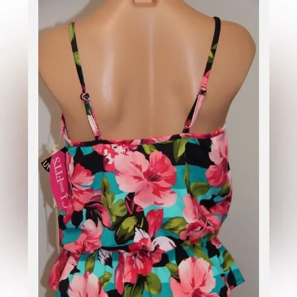Caribbean Joe Floral Women’s Takini Two Piece Swimsuit NWT - Picture 10 of 10
